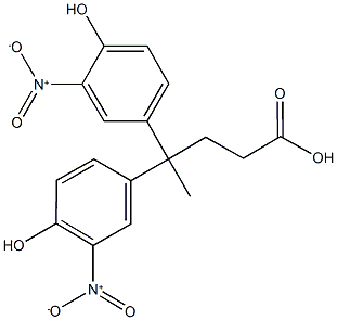 4,4-bis(4-hydroxy-3-nitrophenyl)pentanoic acid 化学構造式