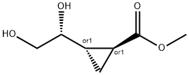 Cyclopropanecarboxylic acid, 2-(1,2-dihydroxyethyl)-, methyl ester, [1alpha,2beta(S*)]- 化学構造式