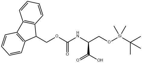 O-[(1,1-二甲基乙基)二甲基硅烷基]-N-[(9H-芴-9-基甲氧基)羰基]-L-丝氨酸, 146346-81-8, 结构式