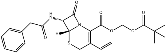 pivaloyloxymethyl 7-phenylacetamido-3-vinyl-3-cephem-4-carboxylate 结构式
