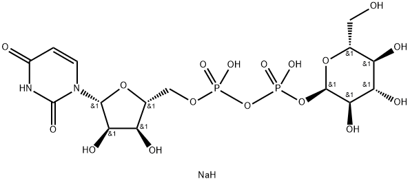 钠[(2R,3S,4R,5R)-5-(2,4-二氧代嘧啶-1-基)-3,4-二羟基-四氢呋喃-2-基]甲基[羟基-[(2R,3R,4S,5S,6R)-3,4,5-三羟基-6-(羟基甲基)四氢吡喃-2-,14656-80-5,结构式