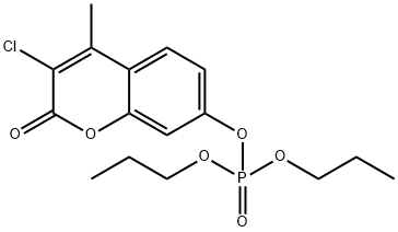 りん酸3-クロロ-4-メチル-2-オキソ-2H-1-ベンゾピラン-7-イルジプロピル 化学構造式