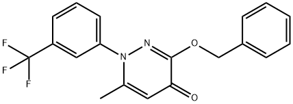 4(1H)-Pyridazinone, 6-methyl-3-(phenylmethoxy)-1-(3-(trifluoromethyl)p henyl)- 化学構造式