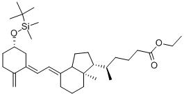 乙基(5R)-5-[(1R,4E,7AR)-4-{(2E)-2-[(5S)-5-{[二甲基(2-甲基-2-丙基)硅烷基]氧基}-2-亚甲基环己基亚基]亚乙基}-7A-甲基八氢-1H-茚-1-基]己酸酯,147125-14-2,结构式