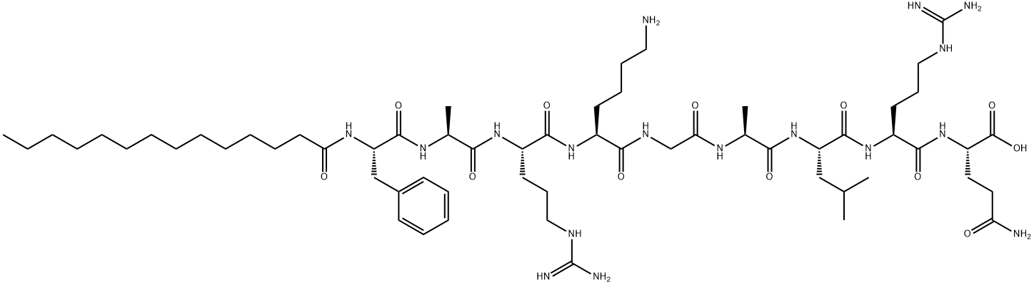 MYRISTOYL-PHE-ALA-ARG-LYS-GLY-ALA-LEU-ARG-GLN-OH, 147217-25-2, 结构式