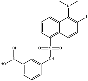 3-(5-dimethylamino-6-iodo-1-naphthalenesulfonamido)phenylboronic acid 化学構造式