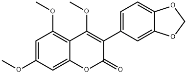 3-(1,3-Benzodioxol-5-yl)-4,5,7-trimethoxy-2H-1-benzopyran-2-one 结构式