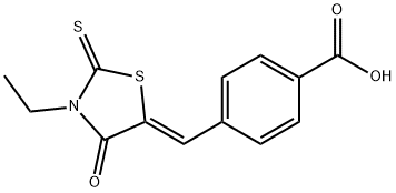 4-[(3-ethyl-4-oxo-2-thioxo-1,3-thiazolan-5-yliden)methyl]benzenecarboxylic acid Struktur