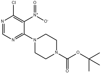 1-BOC-4-(6-クロロ-5-ニトロ-4-ピリミジニル)ピペラジン 化学構造式