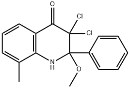 4(1H)-Quinolinone,  3,3-dichloro-2,3-dihydro-2-methoxy-8-methyl-2-phenyl- 化学構造式