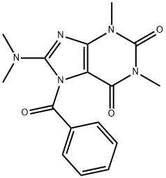 1H-Purine-2,6-dione,  7-benzoyl-8-(dimethylamino)-3,7-dihydro-1,3-dimethyl-,148122-87-6,结构式
