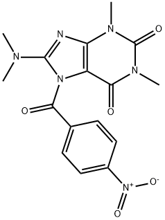 1H-Purine-2,6-dione,  8-(dimethylamino)-3,7-dihydro-1,3-dimethyl-7-(4-nitrobenzoyl)- Struktur