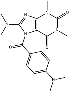 1H-Purine-2,6-dione,  8-(dimethylamino)-7-[4-(dimethylamino)benzoyl]-3,7-dihydro-1,3-dimethyl- 化学構造式