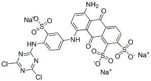 trisodium 5-amino-8-[[4-[(4,6-dichloro-1,3,5-triazin-2-yl)amino]-3-sulphonatophenyl]amino]-9,10-dihydro-9,10-dioxoanthracenedisulphonate 结构式