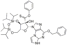O6-Benzyl-N2,3-etheno-2'-phenoxythioxoMethyl-3',5'-O-[tetrakis(isopropyl)-1,3-disiloxanediyl] Guanosine 结构式