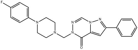 4-[[4-(4-fluorophenyl)piperazin-1-yl]methyl]-8-phenyl-1,3,4,9-tetrazab icyclo[4.3.0]nona-2,6,8-trien-5-one Structure