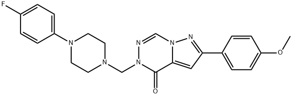 4-[[4-(4-fluorophenyl)piperazin-1-yl]methyl]-8-(4-methoxyphenyl)-1,3,4 ,9-tetrazabicyclo[4.3.0]nona-2,6,8-trien-5-one 结构式