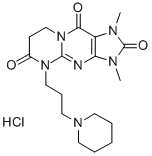 Pyrimido(2,1-f)purine-2,4,8(1H,3H,9H)-trione, 6,7-dihydro-1,3-dimethyl -9-(3-(1-piperidinyl)propyl)-, monohydrochloride Struktur