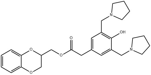 bis(pyrrolidinomethyl)-4-hydroxyphenylacetic acid 1,4-benzodioxanyl-2-methyl ester 结构式