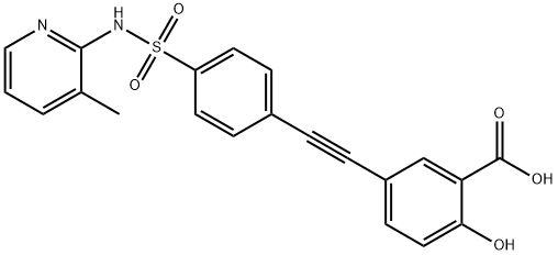 2-hydroxy-5-[2-[4-[(3-methylpyridin-2-yl)sulfamoyl]phenyl]ethynyl]benzoic acid Structure