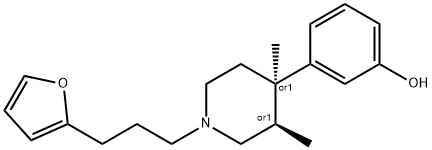 1-(3-(2-furanyl)propyl)-3,4-dimethyl-4-(3-hydroxyphenyl)piperidine 化学構造式