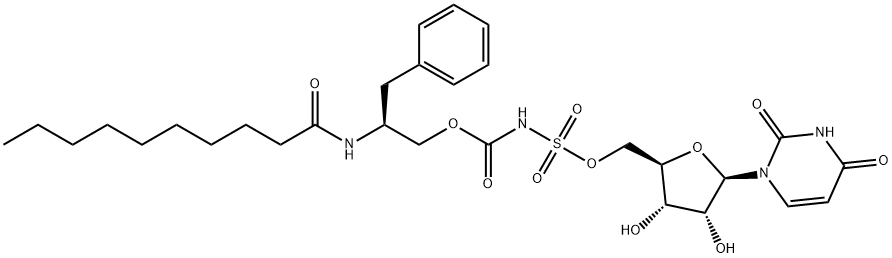 5'-O-(((2-decanoylamino-3-phenylpropyloxycarbonyl)amino)sulfonyl)uridine 结构式