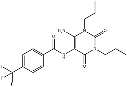 Benzamide,  N-(6-amino-1,2,3,4-tetrahydro-2,4-dioxo-1,3-dipropyl-5-pyrimidinyl)-4-(trifluoromethyl)- 结构式