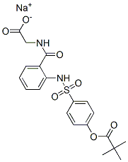 N-[2-[[[4-(2,2-Dimethyl-1-oxopropoxy)phenyl]sulfonyl]amino]benzoyl]-(S)-glycine monosodium salt Structure