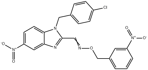 1-((4-Chlorophenyl)methyl)-5-nitro-1H-benzimidazole-2-carboxaldehyde,  O-((3-nitrophenyl)methyl)oxime Structure