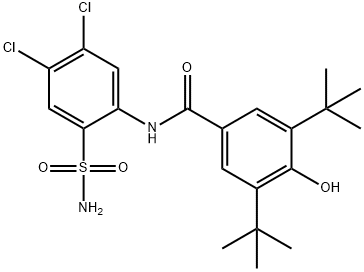 Benzamide, N-(2-(aminosulfonyl)-4,5-dichlorophenyl)-3,5-bis(1,1-dimeth ylethyl)-4-hydroxy-,150457-38-8,结构式