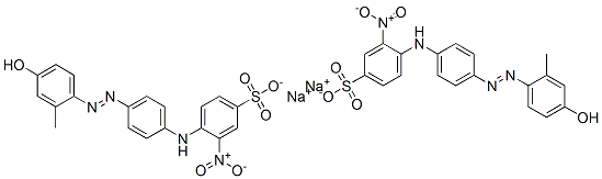 Benzenesulfonic acid, 4-[[4-[(4-hydroxy-2-methylphenyl) azo]phenyl]amino]-3-nitro, disodium salt Structure