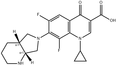 1-cyclopropyl-6,8-difluoro-4-oxo-7-((4aR,7aR)-tetrahydro-1H-pyrrolo[3,4-b]pyridin-6(2H,7H,7aH)-yl)-1,4-dihydroquinoline-3-carboxylic acid 结构式