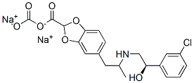 5-[(2R)-2-([(2R)-2-(3-CHLOROPHENYL)-2-HYDROXYETHYL]AMINO)PROPYL]-1,3-BENZODIOXOLE-2,2-DICARBOXYLATE DISODIUM Struktur