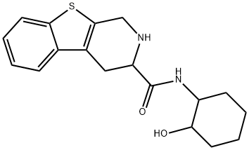 3-((2-hydroxycyclohex-1-yl)aminocarbonyl)-1,2,3,4-tetrahydro(1)benzothieno(2,3-c)pyridine 化学構造式