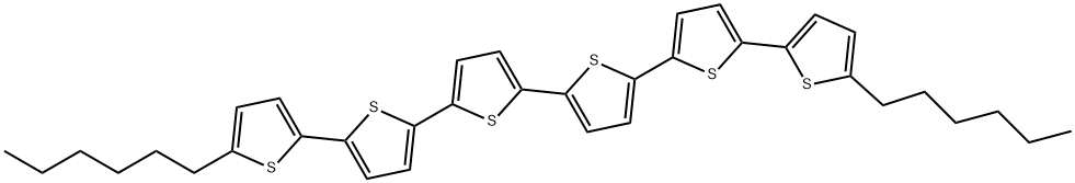 Α,W-DH6T [5,5'''''-ジヘキシル-2,2':5',2'':5'',2''':5''',2'''':5'''',2'''''-セキシチオフェン] 化学構造式