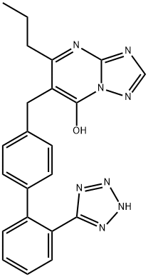 s-triazolo(1,5-a)pyrimidin-7-ol, 5-propyl-6-((2'-(1H-tetrazol-5-yl)(1,1'-biphenyl)-4-yl)-methyl)- 化学構造式