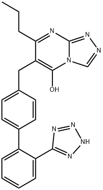 7-Propyl-6-((2'-(1H-tetrazol-5-yl)(1,1'-biphenyl)-4-yl)methyl)-s-triazolo(4,3-a)pyrimidin-5-ol Structure