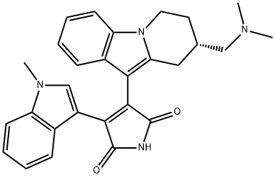 (S)-3-[8-[(二甲基氨基)甲基]-6,7,8,9-四氢吡啶并[1,2-A]吲哚-10-基]-4-(1-甲基-1H-吲哚-3-基)-1H-吡咯-2,5-二酮,151342-35-7,结构式