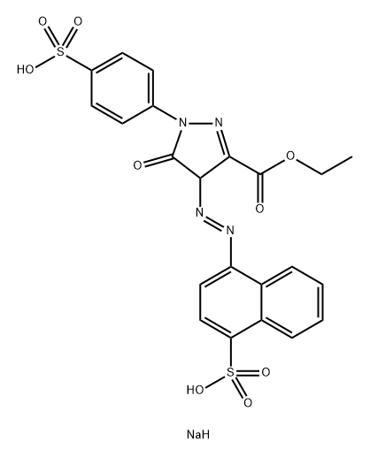 disodium 3-ethyl 4,5-dihydro-5-oxo-4-[(4-sulphonato-1-naphthyl)azo]-1-(4-sulphonatophenyl)-1H-pyrazole-3-carboxylate Struktur