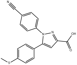 5-(4-甲硫基-苯基)-1-(4-氰基-苯基)-1H-吡唑-3-羧酸 结构式