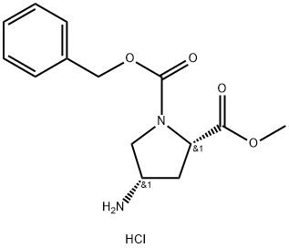(2S,4S)-1-CBZ-4-aMino Pyrrolidine-2-carboxylic acid Methylester-HCl 化学構造式