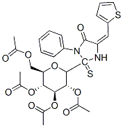 3-phenyl-5-(2-thienylmethylene)-2-(2,3,4,6-tetra-O-acetylglucopyranosyl)-2-thiohydantoin 结构式