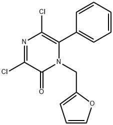 1-furfuryl-3,5-dichloro-6-phenylpyrazinone 化学構造式