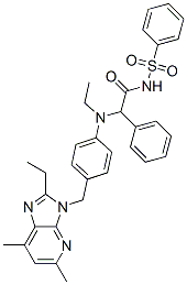 3-((4-(N-(((phenylsulfonyl)carbamoyl)phenylmethyl)-N-ethylamino)phenyl)methyl)-5,7-dimethyl-2-ethyl-3H-imidazo(4,5-b)pyridine 结构式