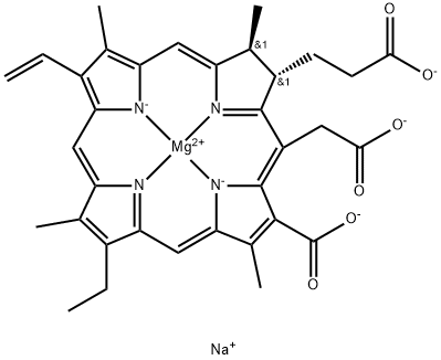 (2S-反)-[18-羧基-20-(羧甲基)-13-乙基-2,3-二氢-3,7,12,17-四甲基-8-乙烯基-21H,23H-卟吩-2-丙酸酯(5-)-N21,N22,N23,N24]镁酸酯(3-) 结构式