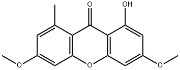 1-Hydroxy-3,6-dimethoxy-8-methyl-9H-xanthen-9-one 结构式