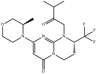 (S)-1-(3-methyl-2-oxobutyl)-8-((R)-3-methylmorpholino)-2-(trifluoromethyl)-3,4-dihydro-1H-pyrimido[1,2-a]pyrimidin-6(2H)-one, 1523404-29-6, 结构式