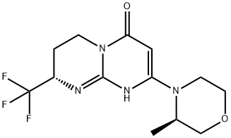 (S)-8-((R)-3-methylmorpholino)-2-(trifluoromethyl)-3,4-dihydro-1H-pyrimido[1,2-a]pyrimidin-6(2H)-one Struktur