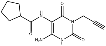 Cyclopentanecarboxamide,  N-[4-amino-1,2,3,6-tetrahydro-2,6-dioxo-1-(2-propynyl)-5-pyrimidinyl]-  (9CI) 结构式