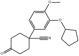 1-[3-(シクロペンチルオキシ)-4-メトキシフェニル]-4-オキソシクロヘキサンカルボニトリル 化学構造式